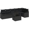 7-delade utemöbelsoffset med kuddar svart poly-rattan vidaXL Stor – miniatyr 2