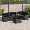 7-delade utemöbelsoffset med kuddar svart poly-rattan vidaXL Stor – miniatyr 1