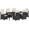 7 delar matgrupp för trädgården med kuddar - svart poly-rattan vidaXL 200 x 80 x 73 cm – miniatyr 2