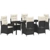 7 delar matgrupp för trädgården med kuddar - svart poly-rattan vidaXL 200 x 80 x 73 cm – miniatyr 3