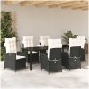 7 delar matgrupp för trädgården med kuddar - svart poly-rattan vidaXL 200 x 80 x 73 cm – miniatyr 4