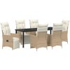 7 Delar Trädgårds Dining Set med Kuddar Beige Poly Rottning vidaXL Standard – miniatyr 2