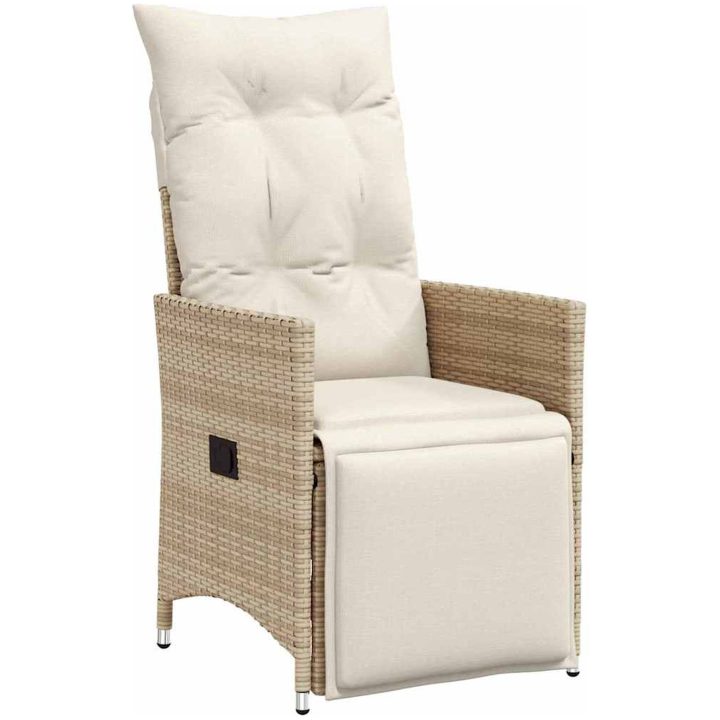7 Delar Trädgårds Dining Set med Kuddar Beige Poly Rottning vidaXL Standard – bild 6