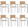 7 Delar Trädgårds Matgrupp Solid Teakträ vidaXL Stor – miniatyr 6