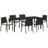 7 Delar Trädgårds Matgrupp Svart Poly Rattan vidaXL 200 x 80 x 73 cm – miniatyr 2