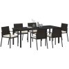 7 Delar Trädgårds Matgrupp Svart Poly Rattan vidaXL 200 x 80 x 73 cm – miniatyr 3