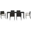 7 Delar Trädgårds Matgrupp Svart Poly Rattan vidaXL 200 x 80 x 73 cm – miniatyr 7