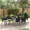 7 Delar Trädgårds Matgrupp Svart Poly Rattan vidaXL 200 x 80 x 73 cm – miniatyr 1