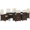7 Delar Trädgårds Serveringsset med Kuddar Brun Poly Rattan vidaXL 200 x 80 x 73 cm – miniatyr 3