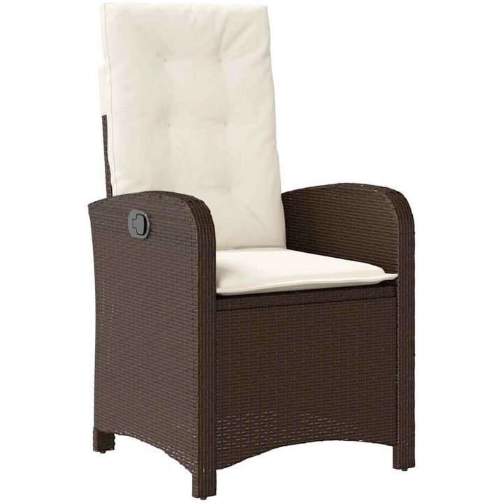 7 Delar Trädgårds Serveringsset med Kuddar Brun Poly Rattan vidaXL 200 x 80 x 73 cm – bild 5