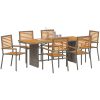 7 Delar Trädgårdsdining Set Grå Poly Rattan Akacia vidaXL 6 - Sits – miniatyr 3