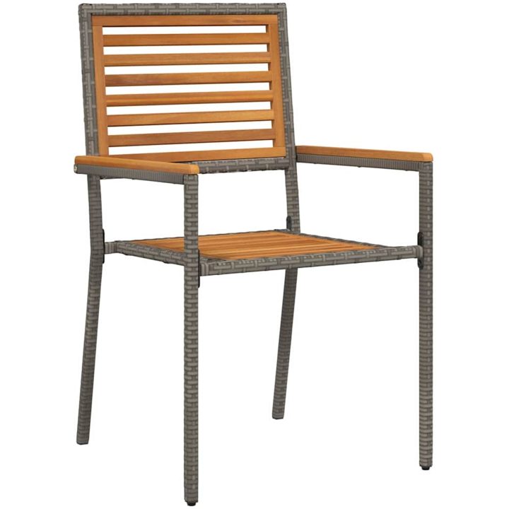 7 Delar Trädgårdsdining Set Grå Poly Rattan Akacia vidaXL 6 - Sits – bild 6
