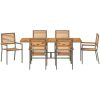 7 Delar Trädgårdsdining Set Grå Poly Rattan Akacia vidaXL 6 - Sits – miniatyr 7