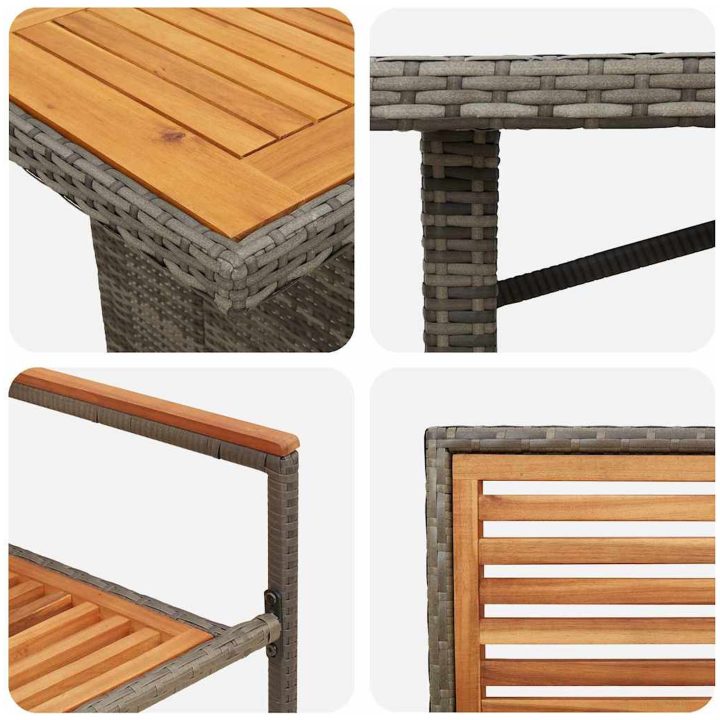 7 Delar Trädgårdsdining Set Grå Poly Rattan Akacia vidaXL 6 - Sits – bild 9