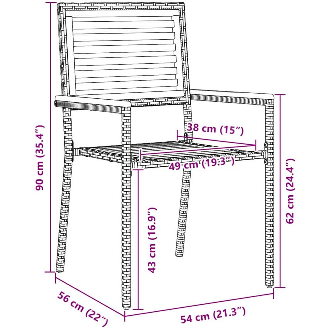 7 Delar Trädgårdsdining Set Grå Poly Rattan Akacia vidaXL 6 - Sits – bild 10