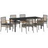 7 Delar Trädgårdsmatgrupp med kuddar, grå poly rattan vidaXL 200 x 80 x 73 cm – miniatyr 2