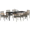7 Delar Trädgårdsmatgrupp med kuddar, grå poly rattan vidaXL 200 x 80 x 73 cm – miniatyr 3