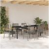 7 Delar Trädgårdsmatgrupp med kuddar, grå poly rattan vidaXL 200 x 80 x 73 cm – miniatyr 4