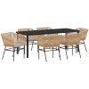7 Delar Trädgårdsmatsalsset Med Kuddar Brun Poly Rattan vidaXL 200 x 80 x 73 cm – miniatyr 2