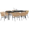 7 Delar Trädgårdsmatsalsset Med Kuddar Brun Poly Rattan vidaXL 200 x 80 x 73 cm – miniatyr 3