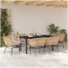 7 Delar Trädgårdsmatsalsset Med Kuddar Brun Poly Rattan vidaXL 200 x 80 x 73 cm – miniatyr 4