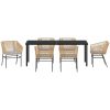 7 Delar Trädgårdsmatsalsset Med Kuddar Brun Poly Rattan vidaXL 200 x 80 x 73 cm – miniatyr 6