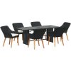 7 Delar Trädgårdsmatsalsset Svart Poly Rattan vidaXL Large – miniatyr 2