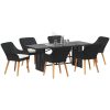 7 Delar Trädgårdsmatsalsset Svart Poly Rattan vidaXL Large – miniatyr 3