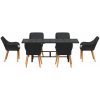 7 Delar Trädgårdsmatsalsset Svart Poly Rattan vidaXL Large – miniatyr 7