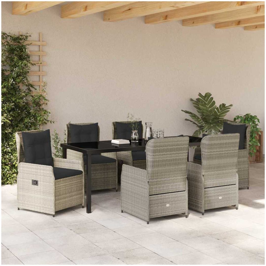 7 Delar Trädgårdsmatset Ljusgrå Poly Rattan vidaXL 6 - Sits – bild 4