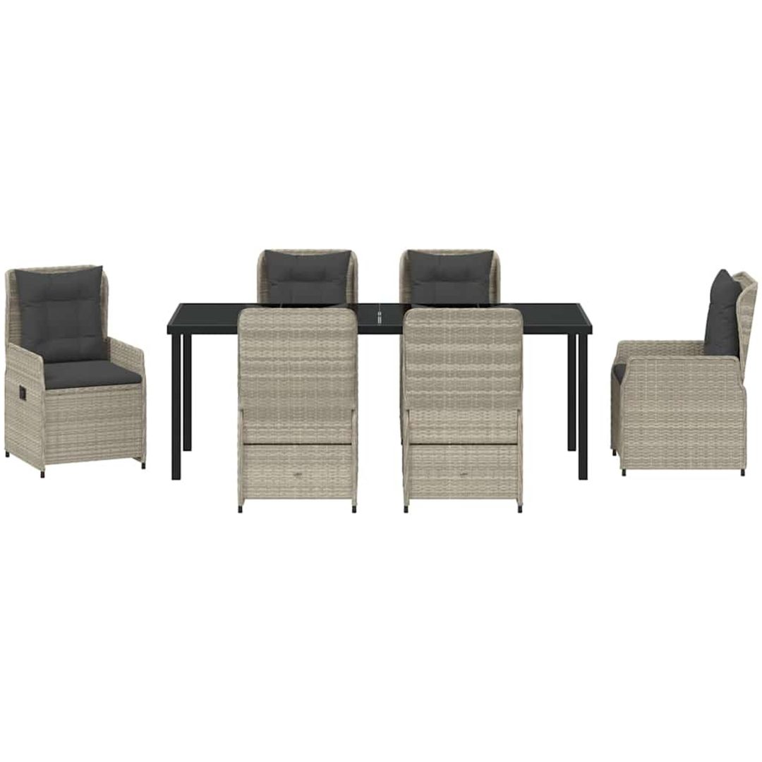 7 Delar Trädgårdsmatset Ljusgrå Poly Rattan vidaXL 6 - Sits – bild 6