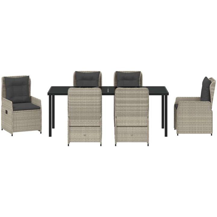 7 Delar Trädgårdsmatset Ljusgrå Poly Rattan vidaXL 6 - Sits – bild 6