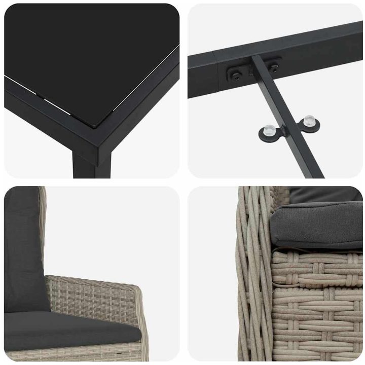 7 Delar Trädgårdsmatset Ljusgrå Poly Rattan vidaXL 6 - Sits – bild 7