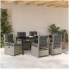 7 Delar Trädgårdsmöbelset Ljusgrå Poly Rattan vidaXL 200 x 80 x 73 cm – miniatyr 4