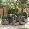 7 Delar Trädgårdsmöbelset Ljusgrå Poly Rattan vidaXL 200 x 80 x 73 cm – miniatyr 1