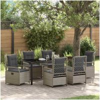 7 Delar Trädgårdsmöbelset Ljusgrå Poly Rattan vidaXL