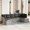 7 Delar Trädgårdsofa Set med Kuddar Ljusgrå Poly Rattan vidaXL 289 x 154 x 69 cm – miniatyr 1