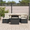 7 Delar Trädgårdsofa Set med Kuddar Svart Poly Rattan vidaXL Stor – miniatyr 3