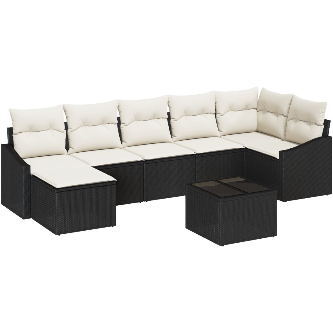 7 Delar Trädgårdsoff set med kuddar Brun Poly Rotting vidaXL 288.5 x 123.5 x 85 cm – bild 2