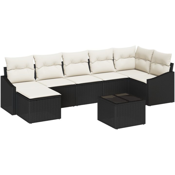 7 Delar Trädgårdsoff set med kuddar Brun Poly Rotting vidaXL 288.5 x 123.5 x 85 cm – bild 2