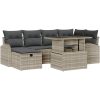 7 Delar Trädgårdsoff-set med Kuddar Ljust Grå Poly Rattan vidaXL 100 x 55 x 73 cm – miniatyr 2