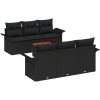 7 Delar Trädgårdsoff-set med kuddar svart poly rattan acacia vidaXL Large – miniatyr 2