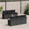 7 Delar Trädgårdsoff-set med kuddar svart poly rattan acacia vidaXL Large – miniatyr 3
