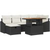 7 delar Trädgårdsoff set med kuddar svart poly-rotning vidaXL 55 x 55 x 37 cm – miniatyr 2
