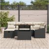 7 delar Trädgårdsoff set med kuddar svart poly-rotning vidaXL 55 x 55 x 37 cm – miniatyr 3