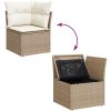 7 Delar Trädgårdsoffagrupp med Kuddar Beige Poly Rattan vidaXL Medium – miniatyr 6