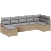 7 Delar Trädgårdsoffaset med Kuddar Beige Poly Rattan vidaXL Stort – miniatyr 2
