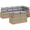 7 Delar Trädgårdsoffaset med Kuddar Beige Poly Rotting vidaXL 234 x 124 x 85 cm – miniatyr 2