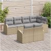 7 Delar Trädgårdsoffaset med Kuddar Beige Poly Rotting vidaXL 234 x 124 x 85 cm – miniatyr 3