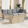 7 Delar Trädgårdsoffaset med Kuddar Beige Poly Rotting vidaXL 234 x 124 x 85 cm – miniatyr 1